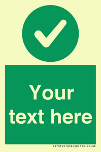 Custom green background, green circle with tick